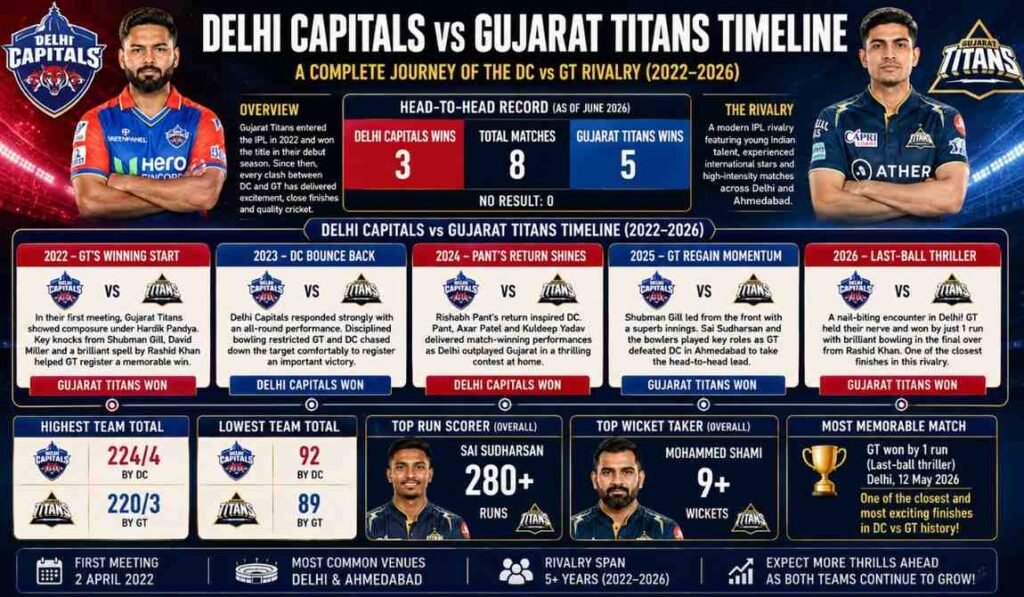 Delhi Capitals vs Gujarat Titans Timeline