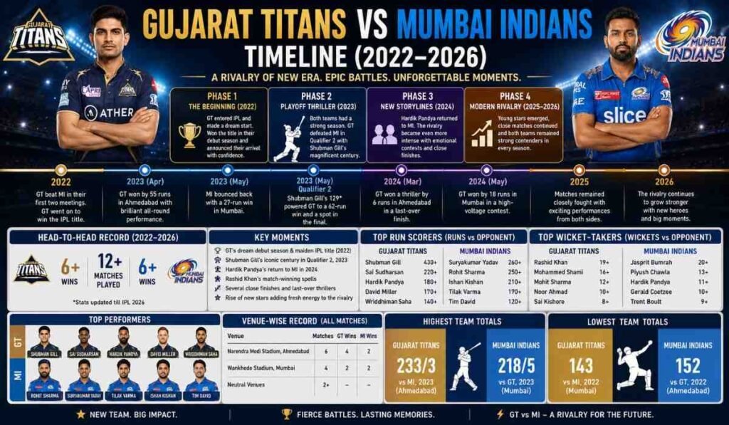 Gujarat Titans vs Mumbai Indians Timeline