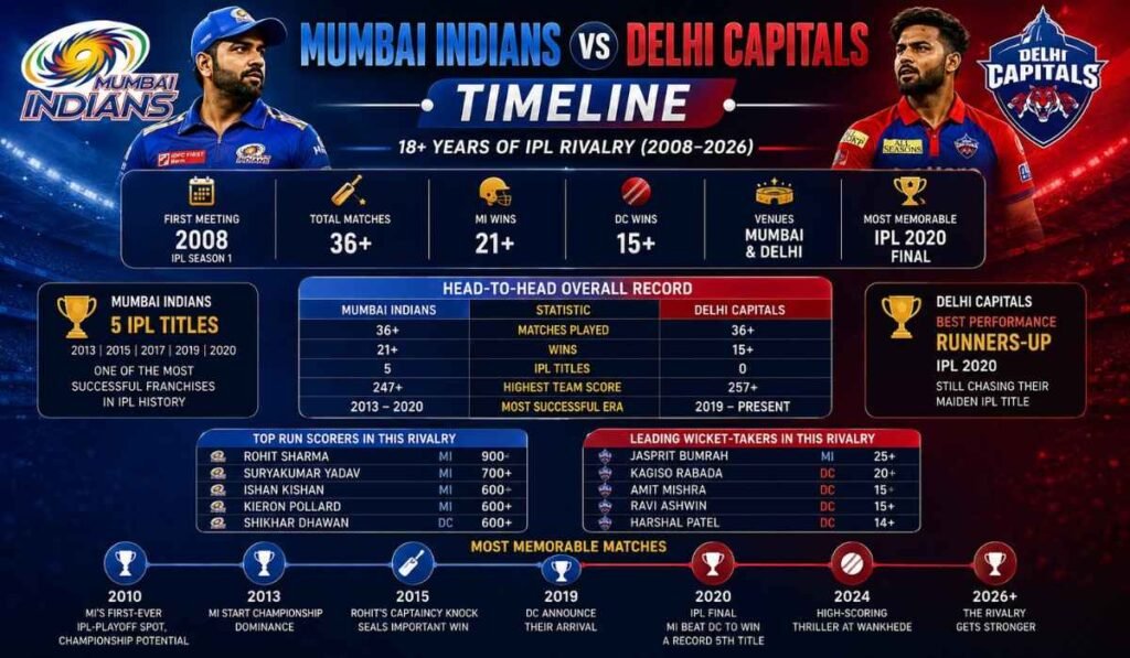 Mumbai Indians vs Delhi Capitals Timeline