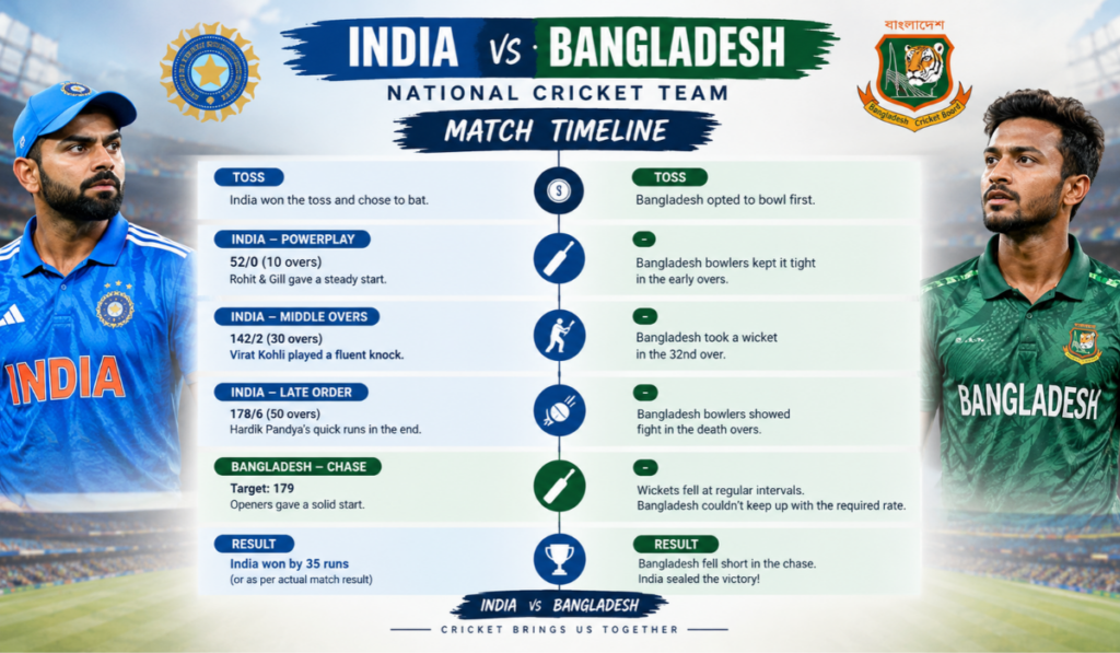 India National Cricket Team vs Bangladesh National Cricket Team Timeline