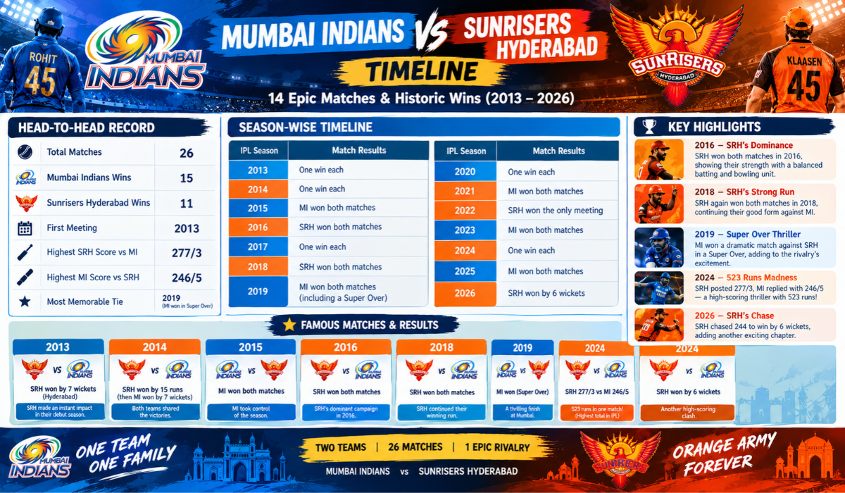 Mumbai Indians vs Sunrisers Hyderabad Timeline