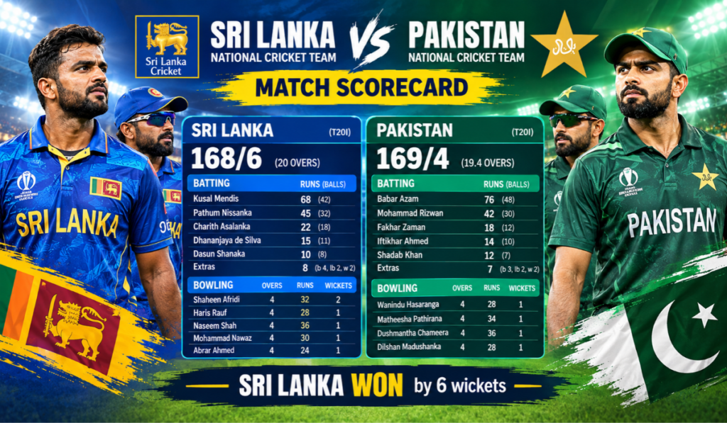 Sri Lanka National Cricket Team vs Pakistan National Cricket Team Match Scorecard